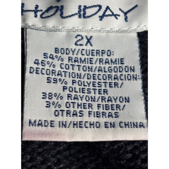 Vintage Holiday Sweater Black Embroidered Embellished Sequin Christmas Vest - Picture 12 of 14